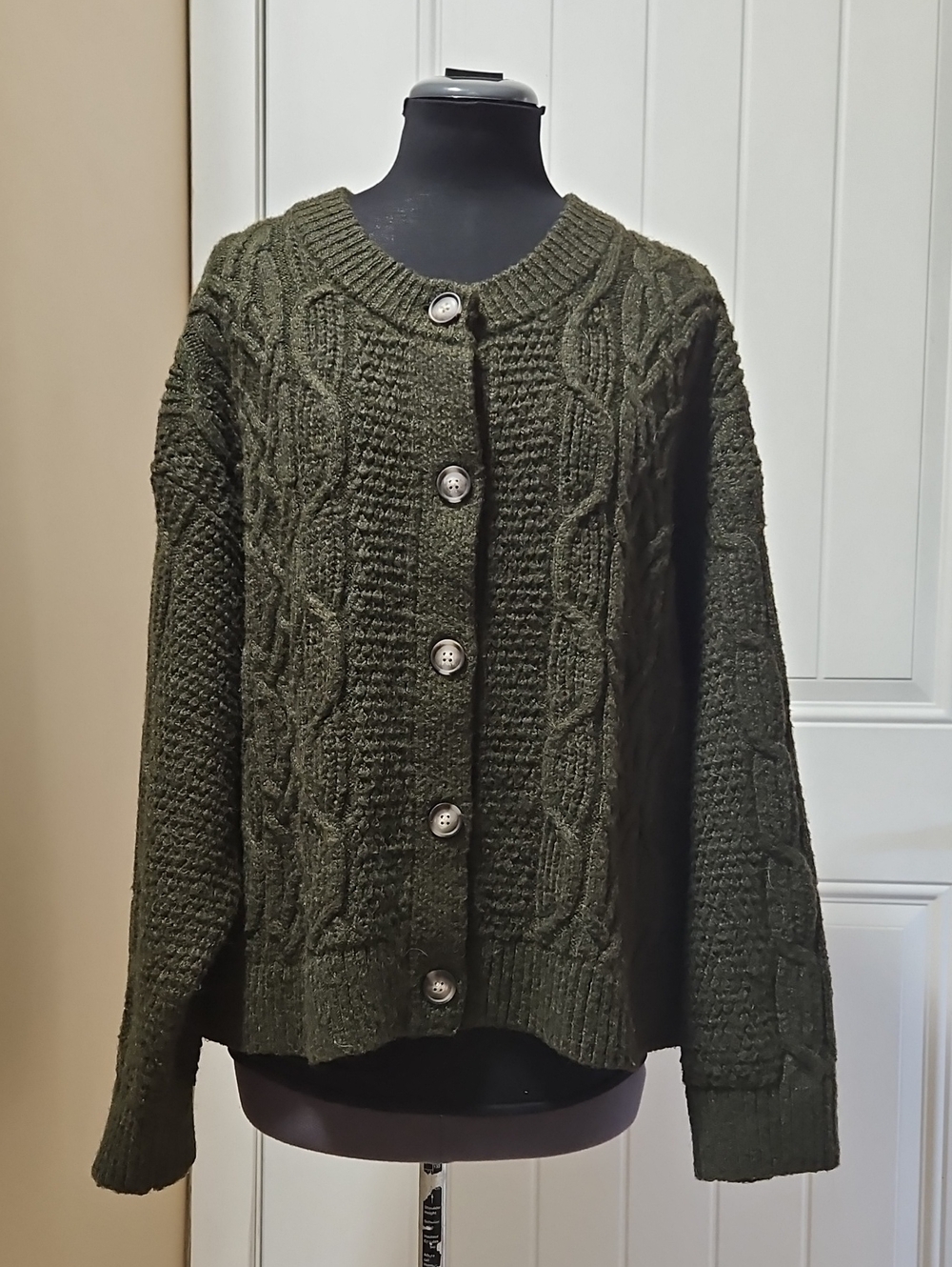 Old Navy Cable Knit Cardigan Sweater XXL In Green